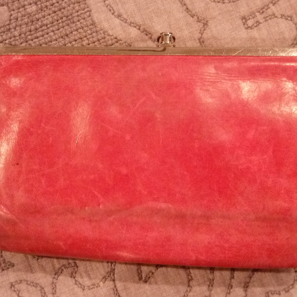 Hobo, pink leather wallet